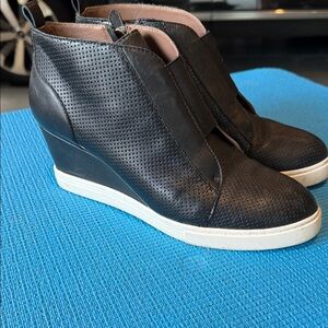 Paolo Black Perforated Wedge Sneaker Boot with White Sole size 8 1/2